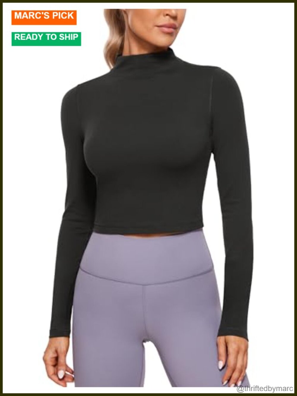 Butterluxe Crop Top Mock Neck Long Sleeve Yoga Athletic Shirt